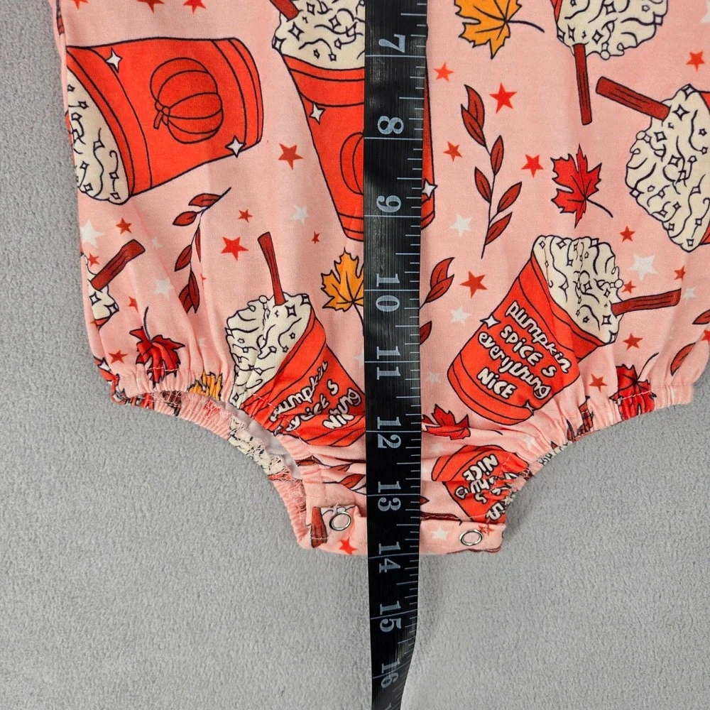 Unbranded Baby Girls Pink Pumpkin Spice Latte Fall Bubble Romper GX0808
